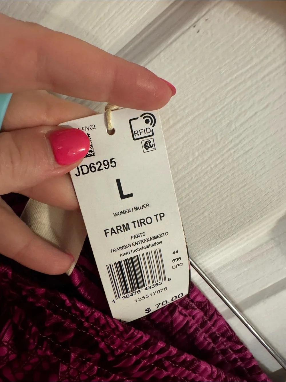 Adidas x Farm Rio Magenta Athletic Track Pants with Gold Stripes - Picture 3 of 4